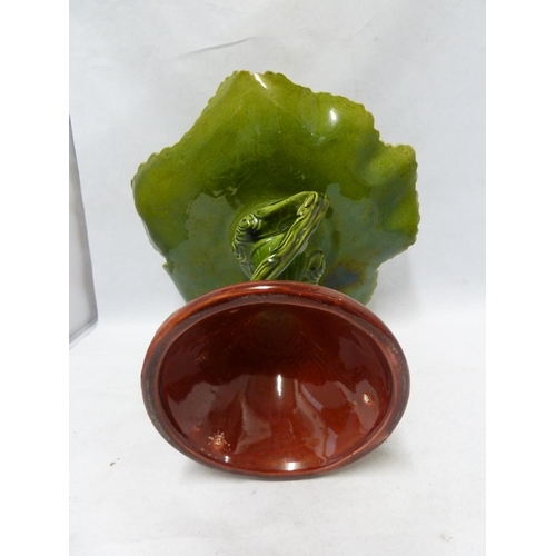 134 - A Bretby pottery majolica leaf form comport, shape number 1465B, 23.5cm high