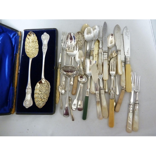 20 - A quantity of EPNS cutlery, mostly fancy wares - jam spoons; a cased set of berry spoons; and other ... 