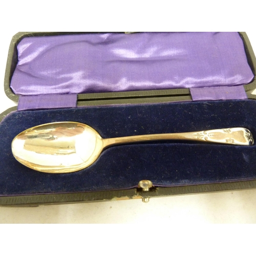 26 - An Asprey silver childs spoon, with Humpty Dumpty finial, in fitted presentation box, London 1964, m... 