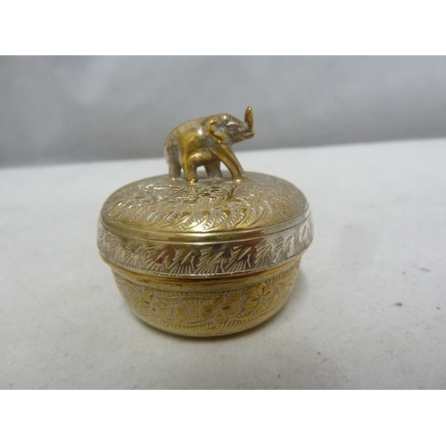 29 - Daday Khan Madras - an Indian white metal rectangular box, marked to base; a mustard pot and cover; ... 