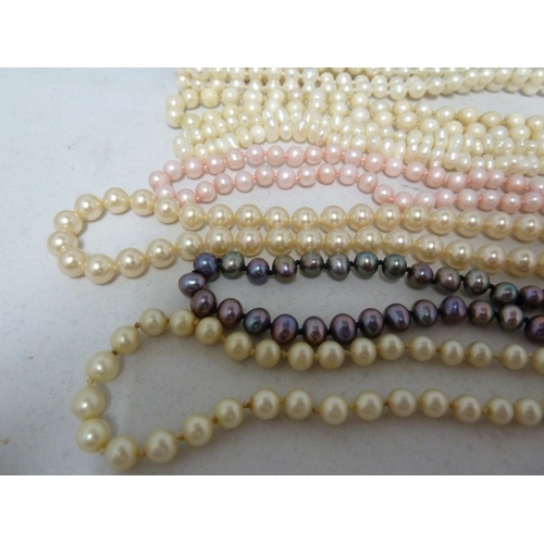 69 - Various pearl necklaces - including a freshwater necklet of small sized pearls; a 'double pearl' nec... 