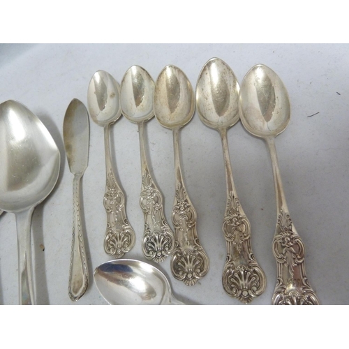 80 - Table silver, comprising: three table spoons, five teaspoons, one coffee spoon, two salt spoons, and... 