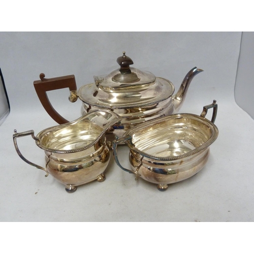 87 - An Adie Brothers Limited silver plated tea service, comprising, teapot with hinged cover, milk jug a... 