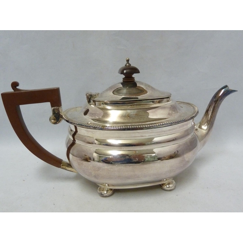 87 - An Adie Brothers Limited silver plated tea service, comprising, teapot with hinged cover, milk jug a... 