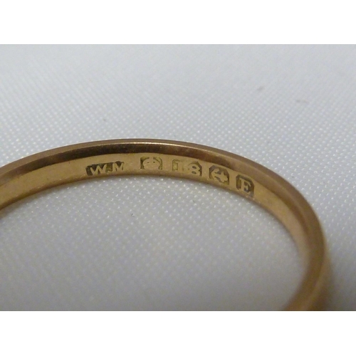 16 - Four gold wedding rings comprising: a 22ct yellow gold band, 5.5grms approx, ring size L; a 22ct yel... 