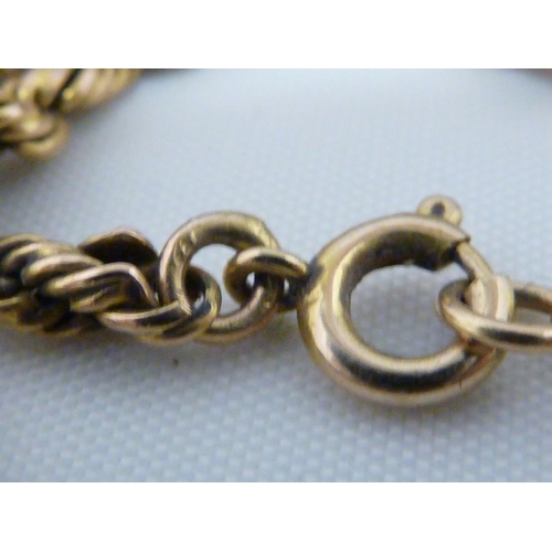 83 - A 9ct yellow gold mounted hardstone fob; a yellow metal two strand leaf link choker, set with a 'blo... 