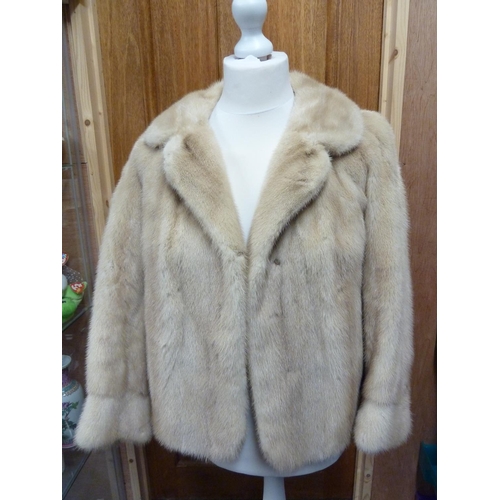 115 - An Emba Pearl short mink jacket, natural pale beige colour, marked Royal Quality, size 8-10 approx