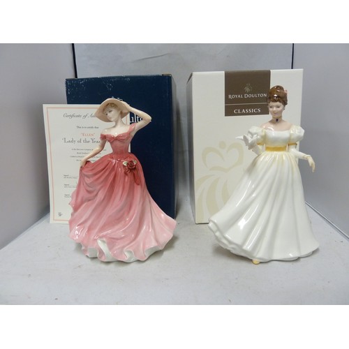 244 - Royal Doulton - two porcelain figures, Ellen, Lady of the year 1997, HN 3992, with certificate and b... 