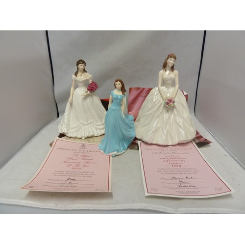 247 - Royal Worcester porcelain figures - A day to Remember, Anniversary figurine 1998, with promotional l... 