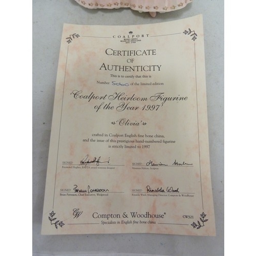 246 - Coalport - a porcelain figure, Olivia, Heirloom Figureine of the Year 1997, with certificate (2)