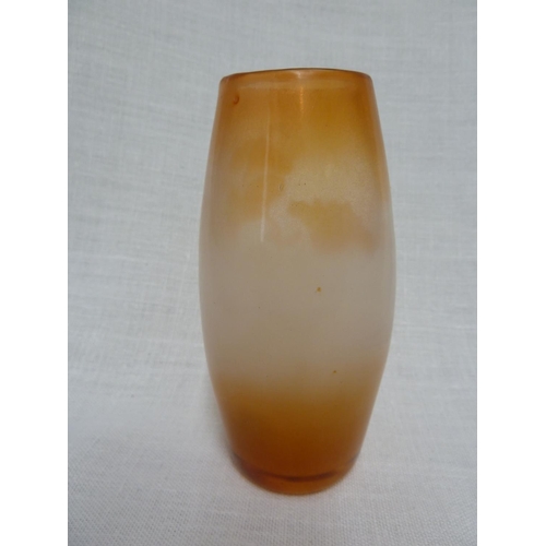 22 - Muller Freres Croismare - a cameo glass vase, of bellied cylindrical form, the orange overlay cut th... 