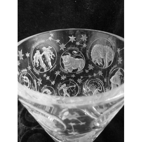 237 - Vera Liskova (1924 - 1979) for Lobmeyr - a Zodiac beaker vase, signed V. Suda and dated 1995, 14.5cm... 