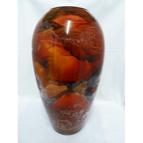 194 - Sylvie Montagnon - a vase of red and gold lacquers and enamels on glass, signed and with original pa... 