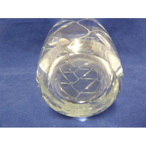 130 - Tudor Crystal - a vase in Leaf pattern in the style of Clyne Farquarson, acid etched Made in England... 