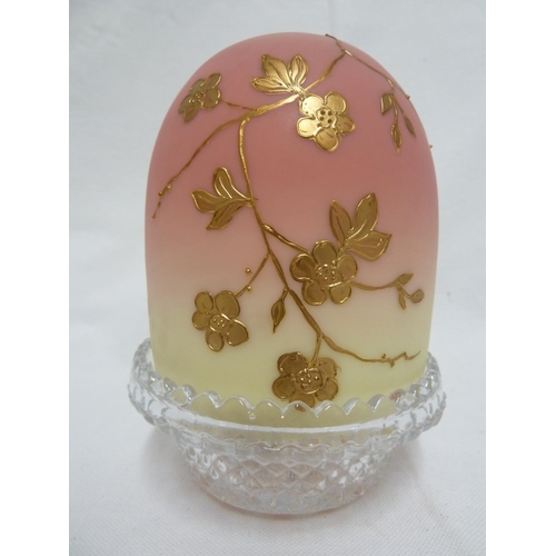 90 - Thomas Webb - a Burmese glass fairy night light dome, the body colour graduated from rose pink to cr... 