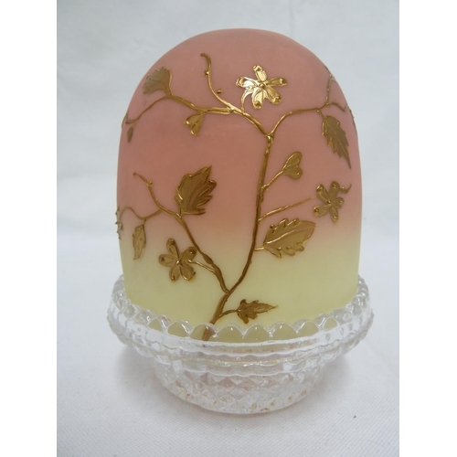 91 - Thomas Webb - a Burmese glass fairy night light dome, the body colour graduated from rose pink to cr... 