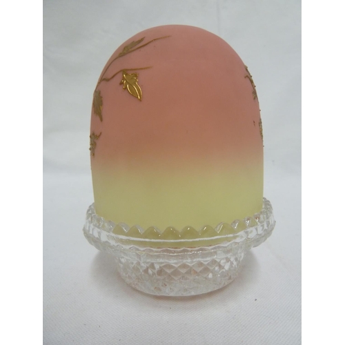 91 - Thomas Webb - a Burmese glass fairy night light dome, the body colour graduated from rose pink to cr... 