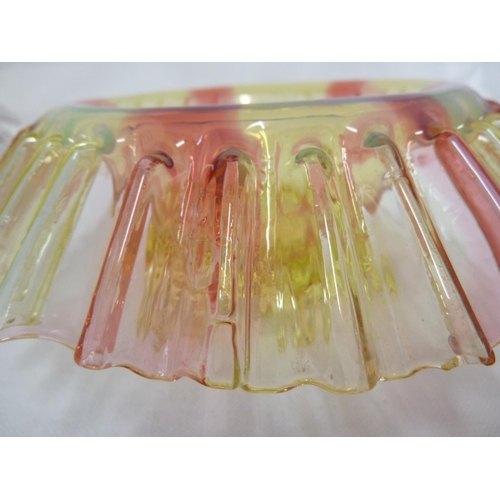 5 - Loetz - A Fairy Lamp glass shade, composed of three layers of pincered leaves on an opaline pink cir... 