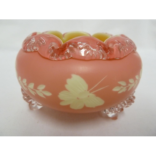 109 - Thomas Webb - An unusual cased glass bowl, of rose pink cut through to creamy yellow with flower spr... 