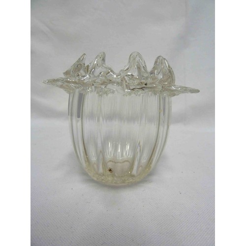 97 - Stourbridge - three Fairy Light candle cups, of colourless glass, the deep fluted bowls with applied... 