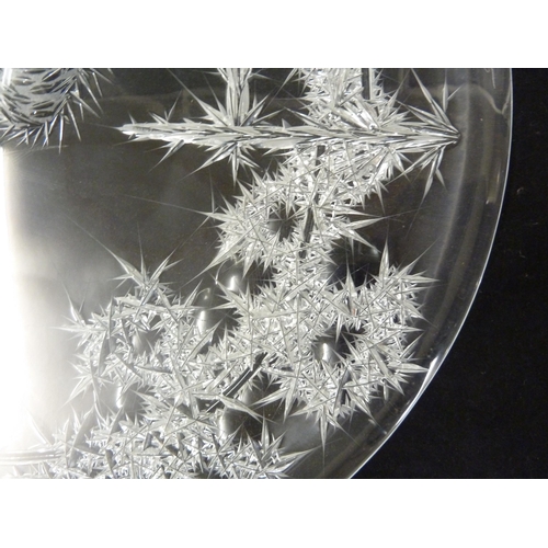 229 - Joseph Svarc - a Thistle cut glass charger, colourless, circular shape, 38.5cm diam max