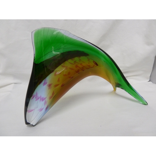 209 - Exbor - a glass figure of a Trout fish, in multi colours, acid cut Exbor mark to underside,18cm high