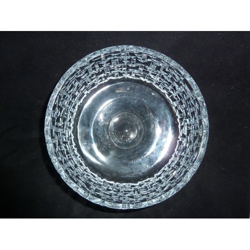 221 - Vladimir Zahour - a overlapping and random mitre cut glass bowl, circular with deep sides, unmarked,... 