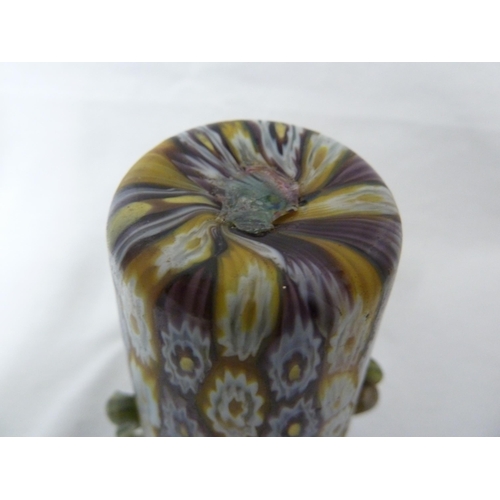 180 - Fratelli Toso - a fused millifiore cane glass vase, of baluster form between two handles, lavender/c... 