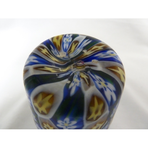 179 - Fratelli Toso - a fused millifiore cane glass vase of blue, white and yellow canes, baluster form,  ... 