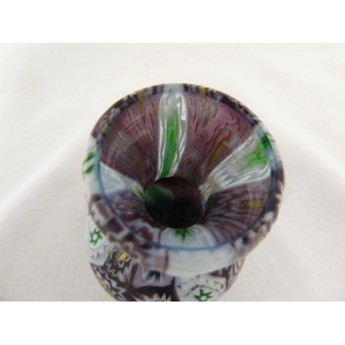 177 - Fratelli Toso - a small fused  millefiori cane glass vase, of onion form, the canes of deep purple, ... 