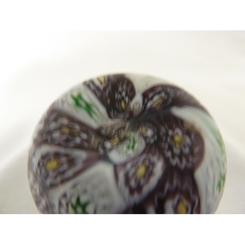 177 - Fratelli Toso - a small fused  millefiori cane glass vase, of onion form, the canes of deep purple, ... 