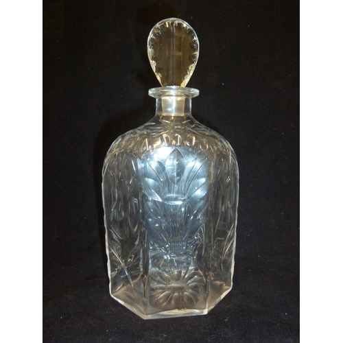 140 - James Powell & Sons, Whitefriars Limited - a Spanish cut glass decanter and stopper, 21cm high (2)