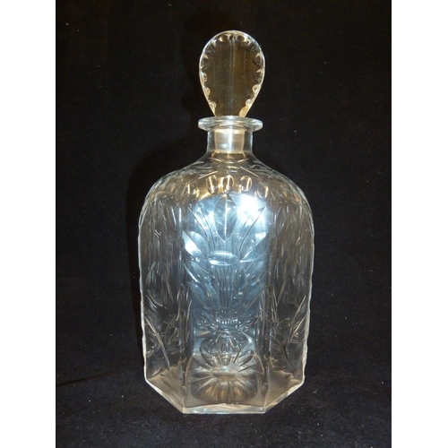 140 - James Powell & Sons, Whitefriars Limited - a Spanish cut glass decanter and stopper, 21cm high (2)