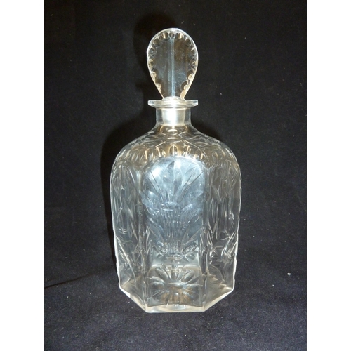 140 - James Powell & Sons, Whitefriars Limited - a Spanish cut glass decanter and stopper, 21cm high (2)