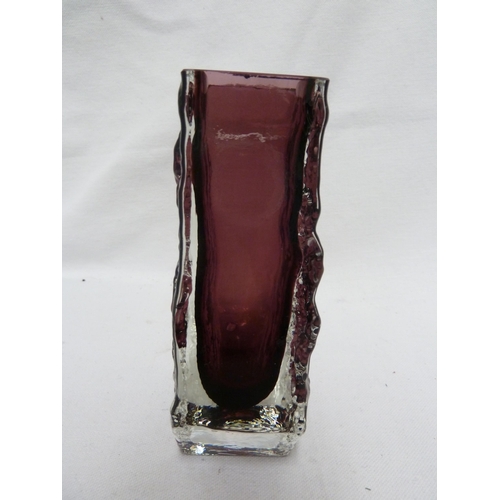 143 - Whitefriars - an aubergine colour coffin vase, 9686, 12 cm high