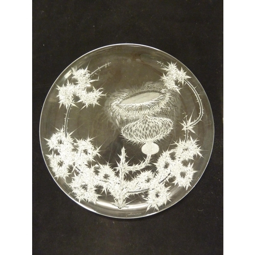 229 - Joseph Svarc - a Thistle cut glass charger, colourless, circular shape, 38.5cm diam max