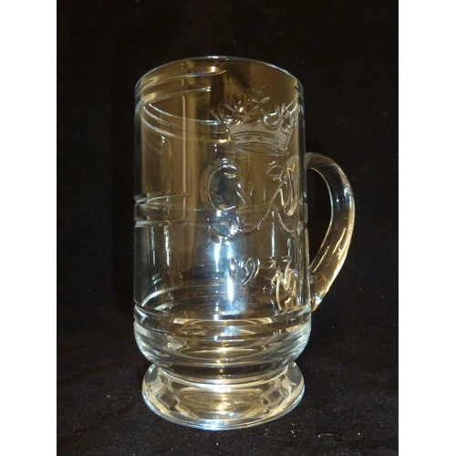 105 - Webb Corbett - a 1937 Coronation of George VI colourless glass tankard, unmarked,