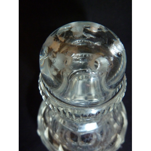 112 - English Glass - a Regency cut glass sander / pounce pot or pepperette, the globular body cut with fa... 