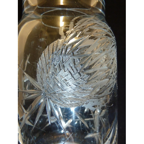 227 - Joseph Svarc - a thistle cut glass vase, of small size, colourless, 16cm