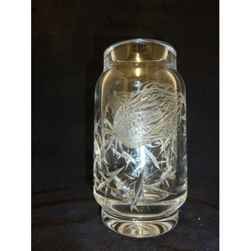 227 - Joseph Svarc - a thistle cut glass vase, of small size, colourless, 16cm