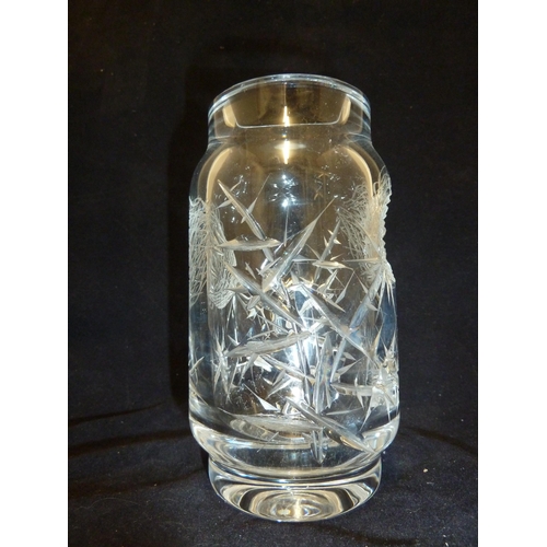 227 - Joseph Svarc - a thistle cut glass vase, of small size, colourless, 16cm