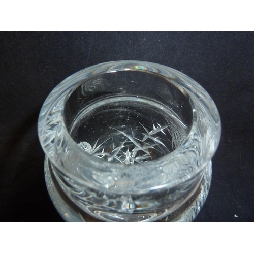 227 - Joseph Svarc - a thistle cut glass vase, of small size, colourless, 16cm