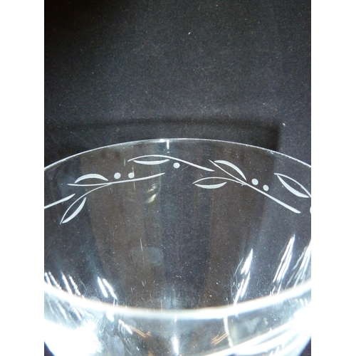 133 - Keith Murray for Royal Brierley - 3 glasses, comprising: wine glass on square foot, the bowl engrave... 