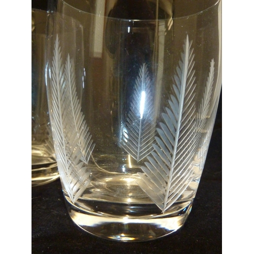 158 - Stuart - six Woodchester pattern glass tumbler glasses, each cut with fern/leaf motifs, acid mark to... 