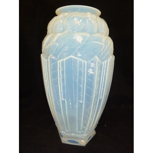 1 - Jobling - an Art Deco Lambton shape vase, in opalescent glass, 30cm high