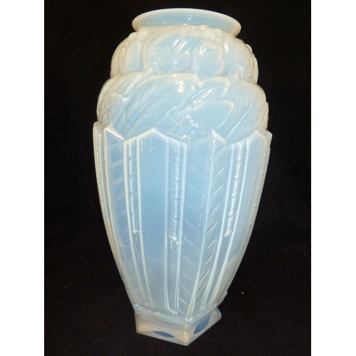 1 - Jobling - an Art Deco Lambton shape vase, in opalescent glass, 30cm high