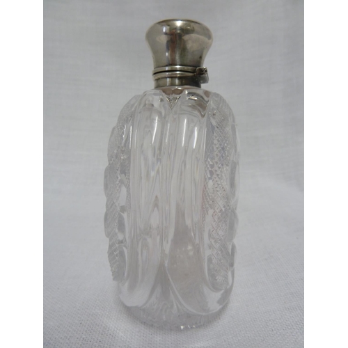 98 - Stourbridge - a glass perfume bottle, in rock crystal style, cut with two panels of acanthus leaves ... 