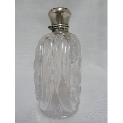 98 - Stourbridge - a glass perfume bottle, in rock crystal style, cut with two panels of acanthus leaves ... 