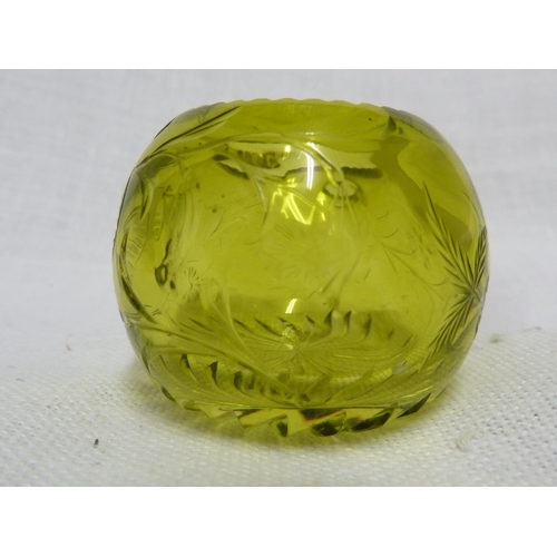 102 - Stevens and Williams - three globe form open salts, comprising cranberry and citron yellow  intaglio... 