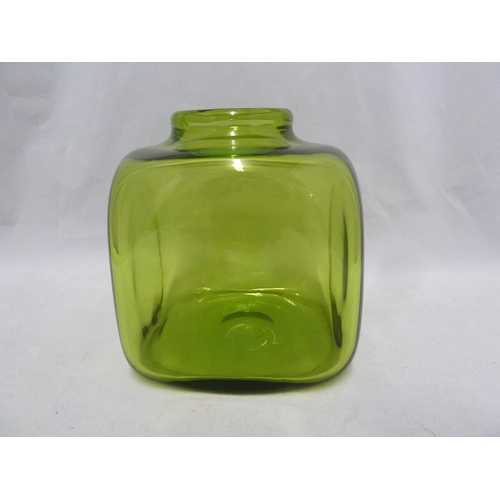 202 - Per Lutkin for Holmegaard - a Majgrøn / May Green glass cuboid vase, engraved Holmgaard and R 18157,... 